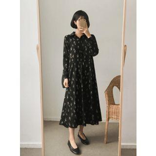 Floral Long Chiffon Shirtdress