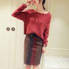 Set: Cropped Knit Top + Striped Pencil-cut Skirt