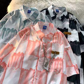 Short-sleeve Print Chained Shirt