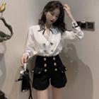 Long-sleeve Double Breasted Blouse / Shorts