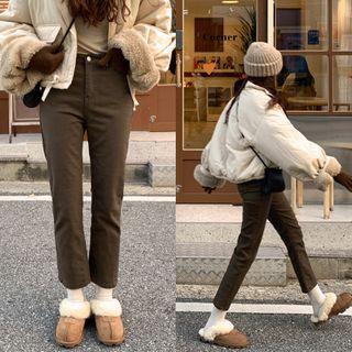 High-waist Straight Cut Plain Jeans