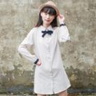 Long-sleeve Bow Neck Shirt Dress