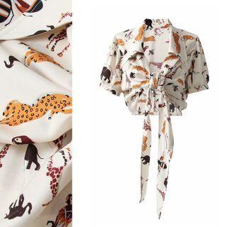 Cheetah Print Tie-front Crop Shirt
