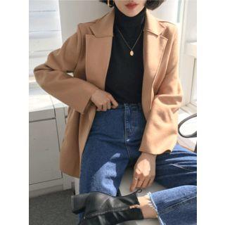 Open-front Long Blazer With Belt