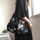 Floral Print Denim Shoulder Bag Black - One Size