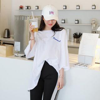 Lettering Embroidered Oversized T-shirt