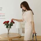 Pleated-panel Sheath Dress With Belt