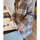 Open-front Plaid Coat