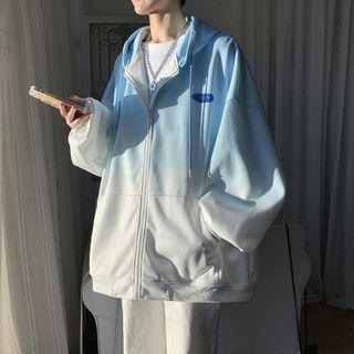 Long-sleeve Gradient Zipped Hooded Jacket