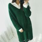 V-neck Boxy Cable-knit Dress