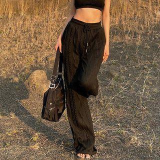 High Waist Ribbed-knit Pants