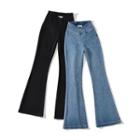 High Waist Plain Bootcut Jeans