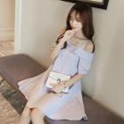 Cold-shoulder Mini A-line Dress With Belt