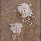 Wedding Faux Pearl Chiffon Flower Hair Pin Pink - One Size