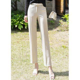 Linen-blend Straight-cut Pants