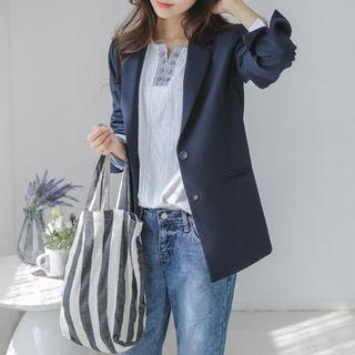 Slit-cuff Single-breasted Blazer