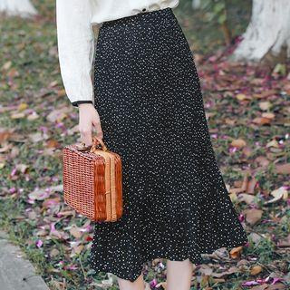 Midi A-line Chiffon Dotted Skirt