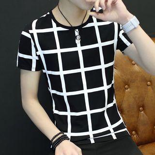 Plaid / Striped Short-sleeve Top