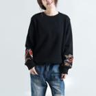 Embroidered Sweatshirt Fleece Lining - Black - One Size