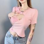 Short-sleeve Heart Cut-out Top