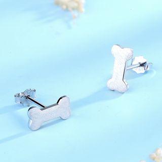 925 Sterling Silver Bone Earring 1 Pair - 925 Silver - White - One Size