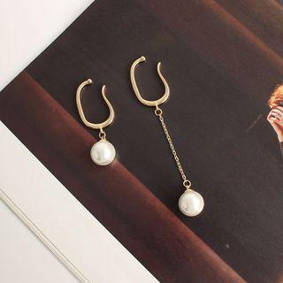 Non-matching Faux Pearl Dangle Earring 1 Pair - Non Matching - Gold - One Size