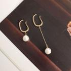 Non-matching Faux Pearl Dangle Earring 1 Pair - Non Matching - Gold - One Size