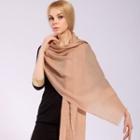 Fray Hem Plain Wool Scarf