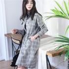 Flap-pocket Glen-plaid Long Shirt