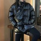 Iridescent Zip Padded Jacket Black - One Size