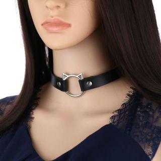 Cat Faux Leather Choker