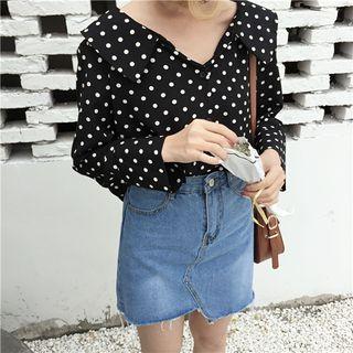 Polka Dot V-neck Long-sleeve Blouse