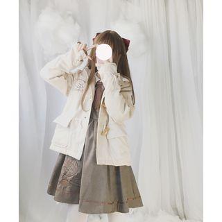 Bear Embroidered Toggle Coat