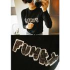 Sequined Lettering Knit Top