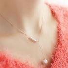 Faux Pearl Pendant Alloy Necklace 1pc - Silver - One Size