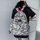 Zebra Print Zip Backpack