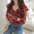 Dotted Ruffle-trim Blouse