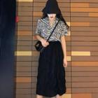 Zebra Print Short-sleeve Shirt / Midi A-line Skirt