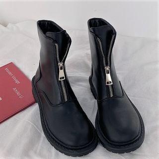 Platform Block Heel Zip Short Boots