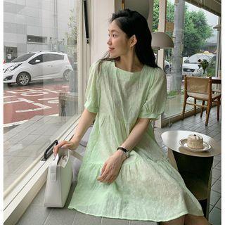 Puff-sleeve Lace Tier Dress