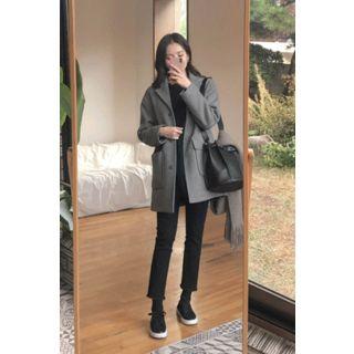 Snap-button Wool Blend Blazer