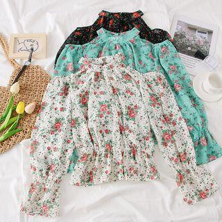 Off-shoulder Floral Chiffon Halter Top
