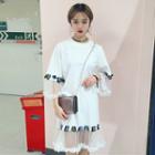 Sheer Panel 3/4-sleeve T-shirt Dress
