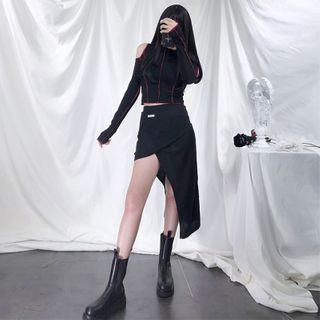 Irregular Hem Midi Pencil Skirt
