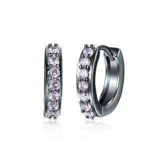 Fashion Simple Geometric Circle Earrings With White Cubic Zircon Silver - One Size