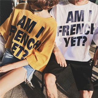Couple Matching Lettering 3/4-sleeve T-shirt