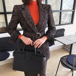 Boucl  Wool Blend Belted Blazer