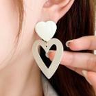 Heart Drop Earring 1 Pair - S925 Silver - White - One Size