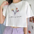 Floral Print Cropped Short-sleeve Tee