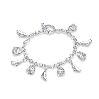 Fashion High Heels Tote Charm Bracelet Silver - One Size